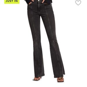 Frame Le High Flared Slit Women's Black Jeans 26